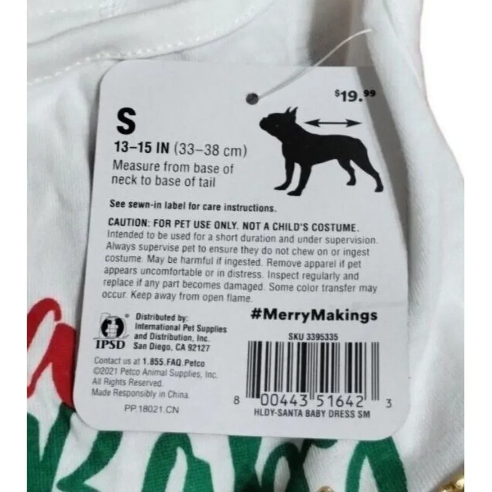 Merry Makings Santa Baby Razzle Dazzle Pet Dress Dog Cat Size Small New Holiday